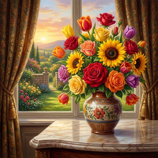hand-painted-vase-colorful-blooms