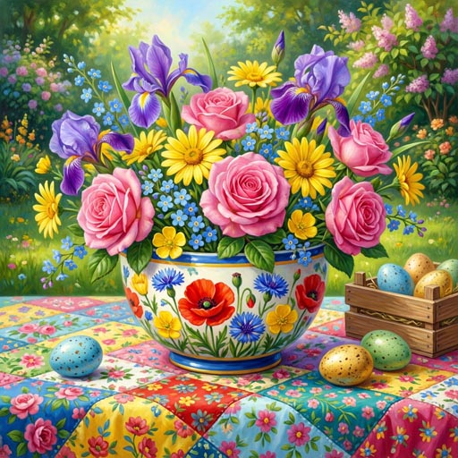 ceramic-bowl-colorful-floral-arrangement