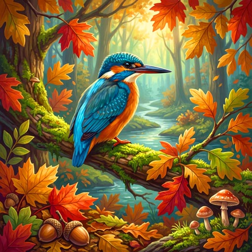vibrant-kingfisher-amid-autumn-leaves