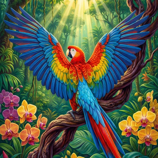 wings-extended-macaw-tropical-rainforest