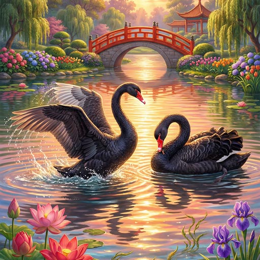 rippling-reflections-black-swans
