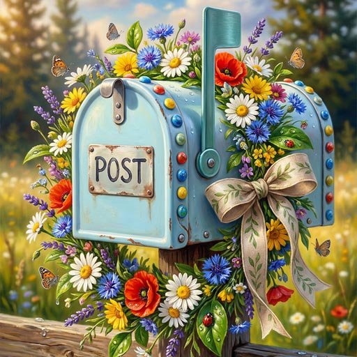 colorful-buttons-vintage-mailbox